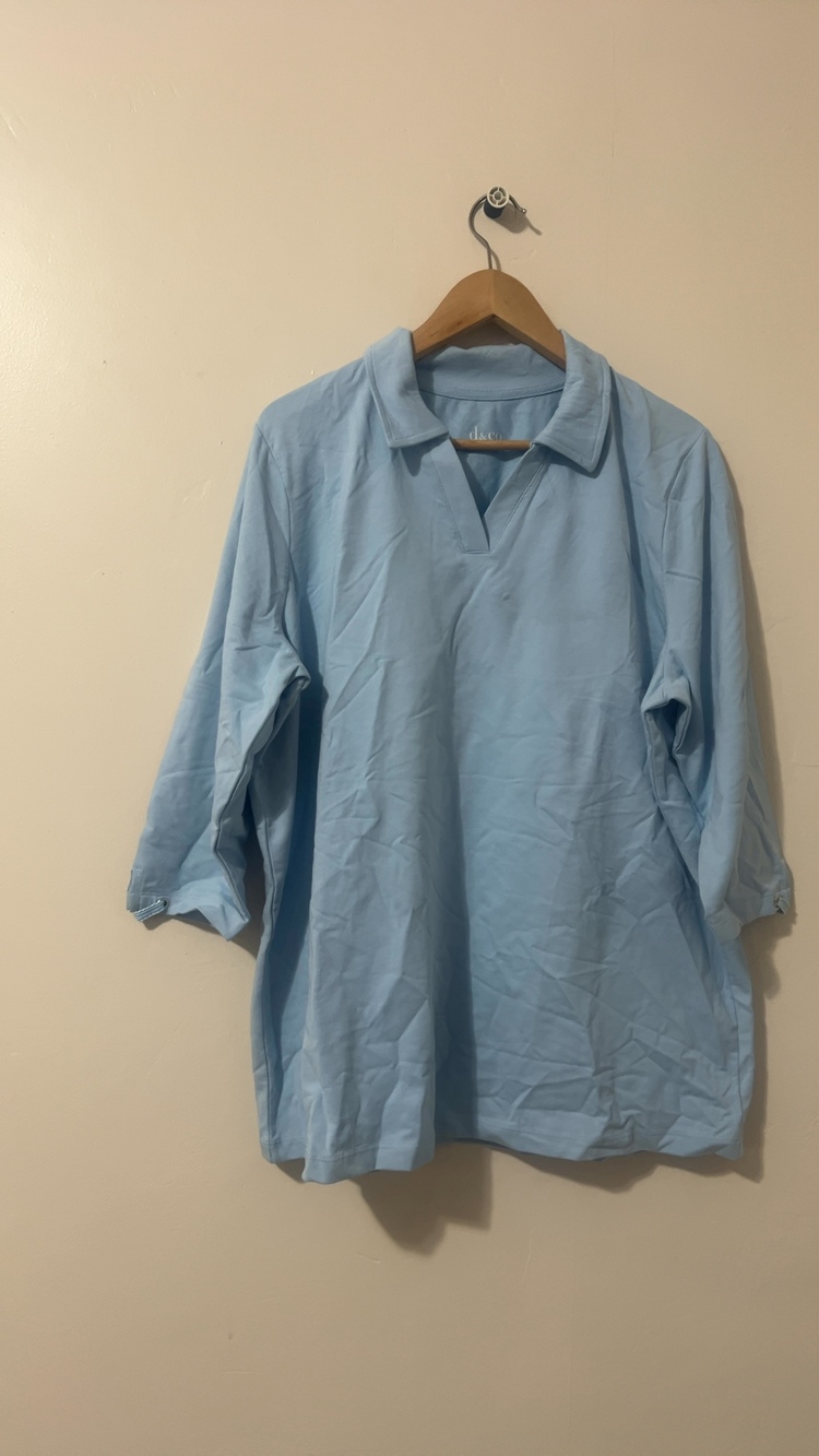 d&co Light Blue Cotton Blend Polo Shirt Large